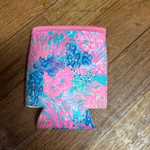 Lilly Pulitzer Pink Turquoise Floral Neoprene Can Cooler